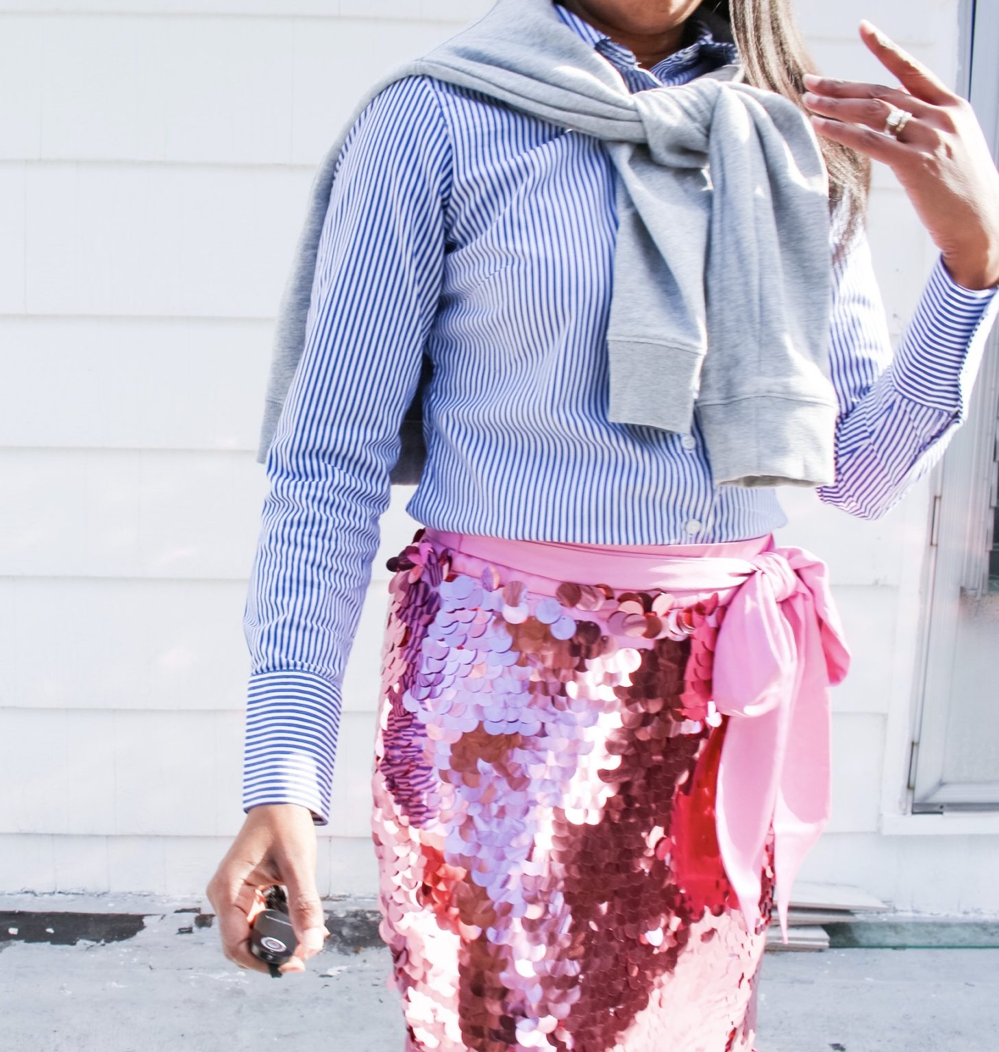 How to Style Pink JCrew Sequin Skirt The Murray's Way