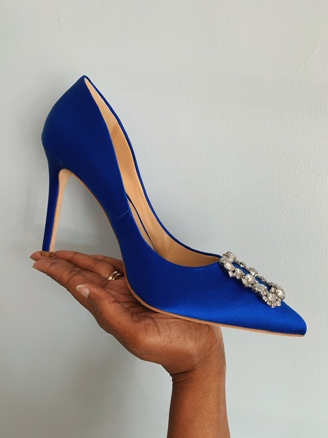 blue high heel shoe 