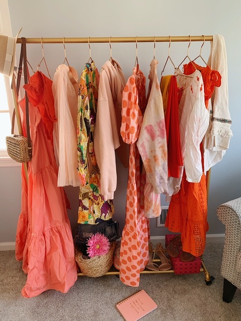 Orange outfit ideas wardrobe rack 